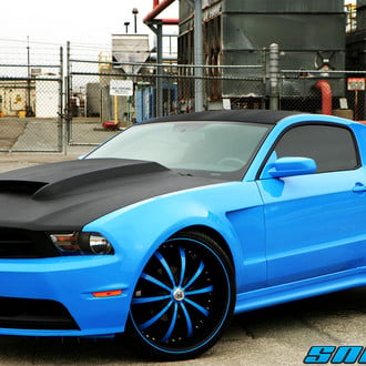 Blue Ford Mustang on Custom Painted Lexani Wheels - Photo by Lexani