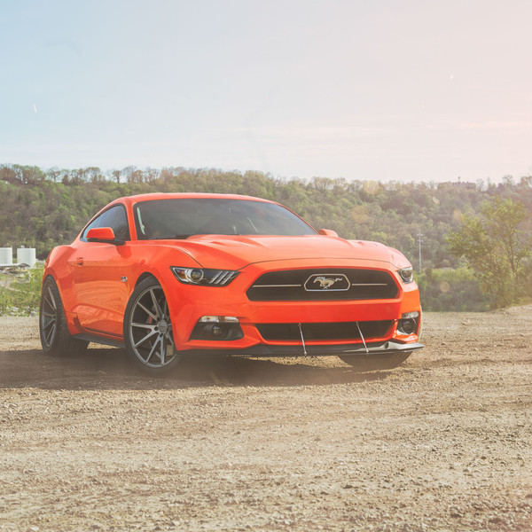 Orange Ford Mustang with Custom Front Bumper - Photo by Vossen