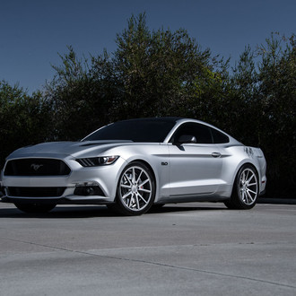 Silver Metallic Ford Mustang with Custom Body Kit - Photo by Vossen