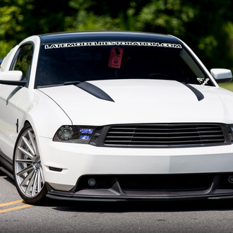 White Ford Mustang with Custom LED Headlights - Photo by Vossen
