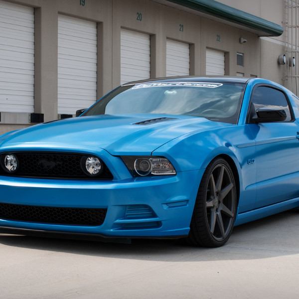 Custom Lowered Blue Ford Mustang GT 5.0 - Photo by Vossen