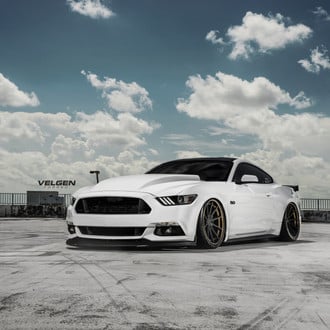 Custom Lowered White Ford Mustang 5.0 - Photo by Velgen
