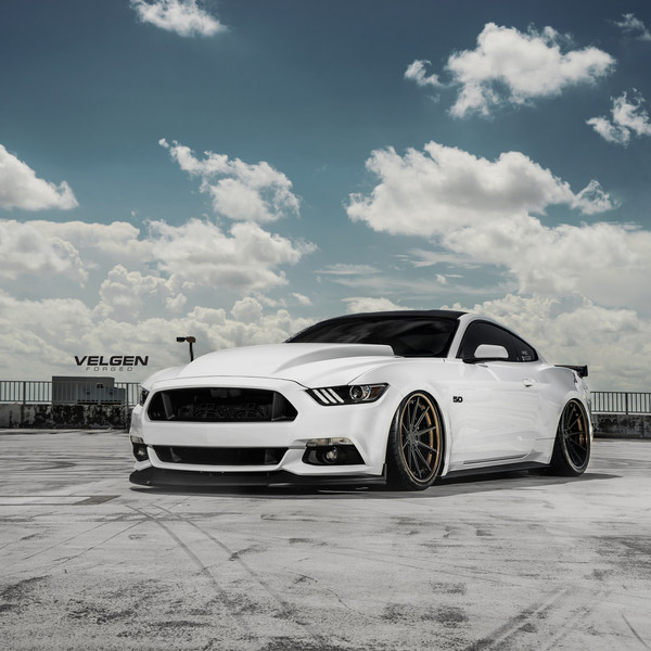 Custom Lowered White Ford Mustang 5.0 - Photo by Velgen