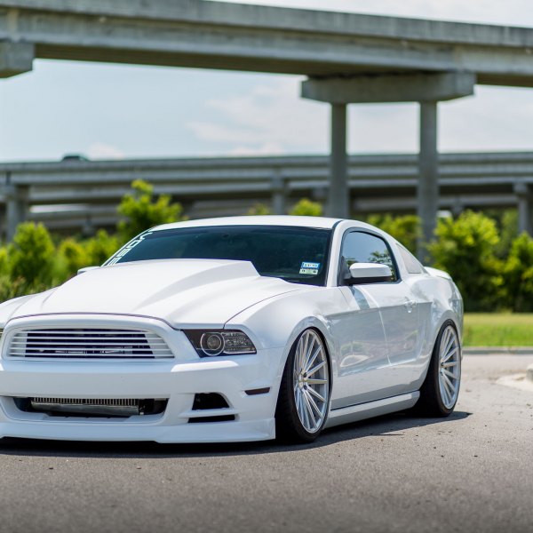 Lowered Custom White Ford Mustang - Photo by Vossen