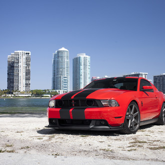 Custom Red and Black Ford Mustang - Photo by Vossen
