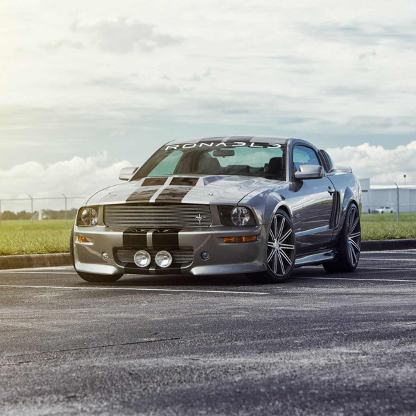 Silver Ford Mustang with Custom Body Kit - Photo by Vossen