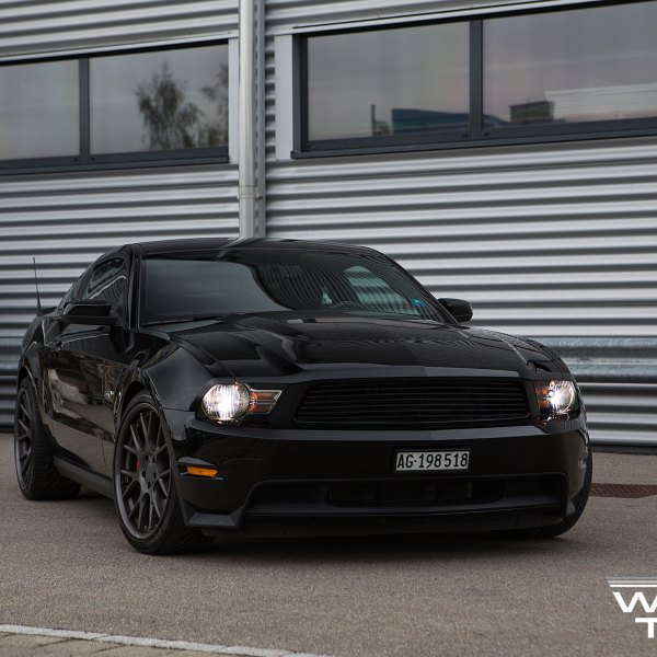 Blacked Out Ford Mustang with LED Headlights - Photo by Vossen