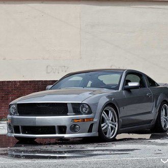 Custom Front Bumper on Gray Ford Mustang - Photo by Vossen