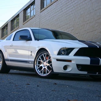 White Blue Ford Mustang GT 500 with Custom Hood - Photo by Vossen