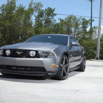 Gray Metallic Ford Mustang with Custom Front Bumper Cover - Photo by Vossen