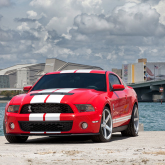 Custom Red Ford Mustang Shelby with White Stripes - Photo by Vossen