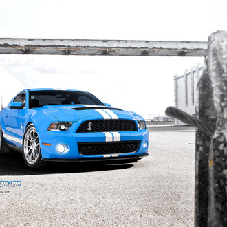 Custom Blue Ford Mustang Shelby with White Stripes - Photo by ADV.1