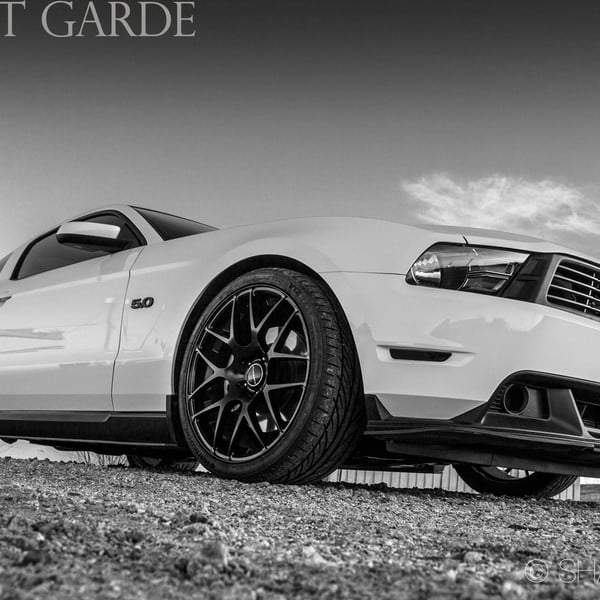 White Ford Mustang with Custom Chrome Grille - Photo by Avant Garde Wheels