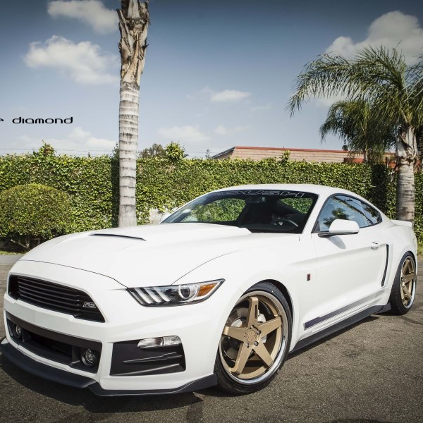 White Ford Mustang with Custom Hood - Photo by Blaque Diamond