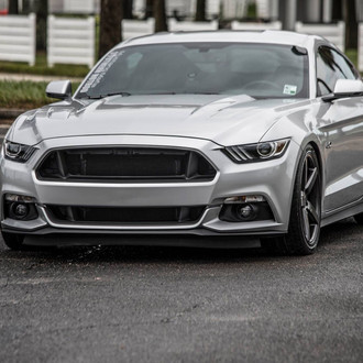 Gray Ford Mustang with Custom Hood - Photo by Vossen