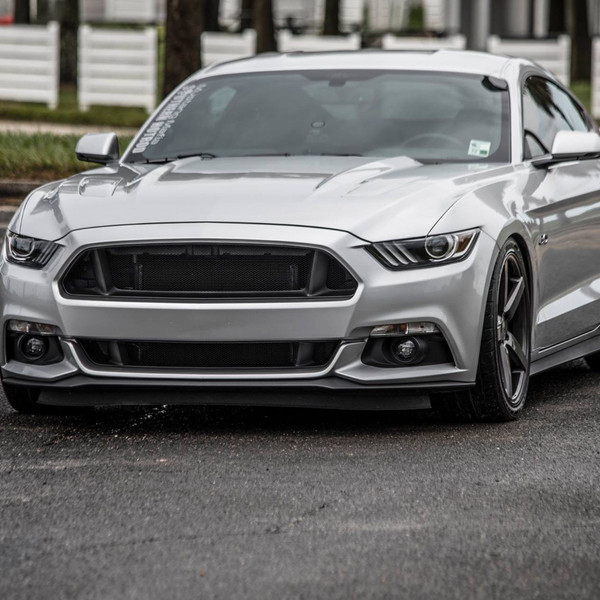 Gray Ford Mustang with Custom Hood - Photo by Vossen