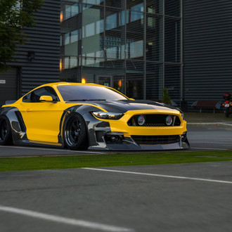 Yellow Ford Mustang with Custom Body Kit - Photo by Clinched