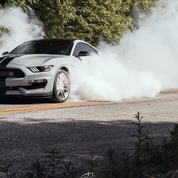 Custom White Ford Mustang with Black Stripes - Photo by Arlen Liverman