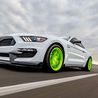 White Ford Mustang with Blacked Out Mesh Grille - Photo by HRE Wheels