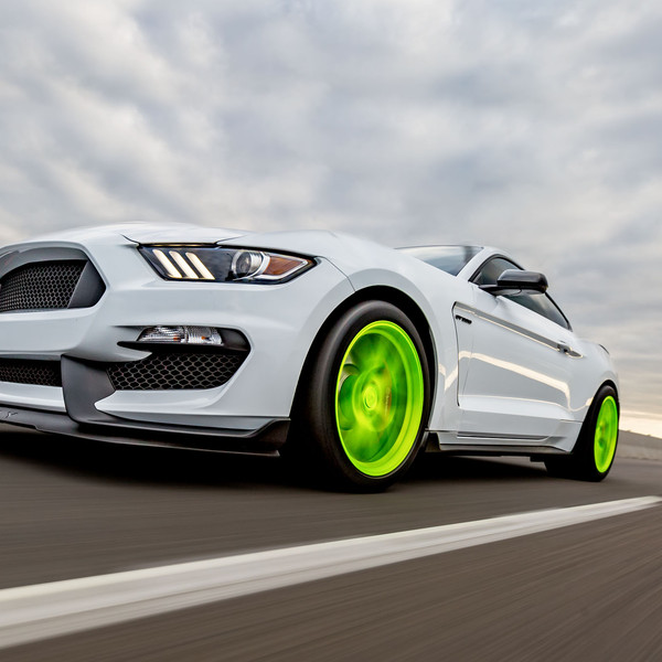 White Ford Mustang with Blacked Out Mesh Grille - Photo by HRE Wheels
