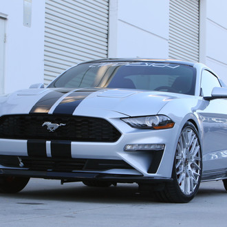 Custom Front Lip on Gray Ford Mustang - Photo by Air Design USA