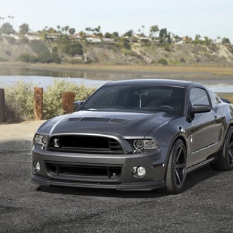Front Bumper with Fog Lights on Gray Ford Mustang - Photo by Zito Wheels