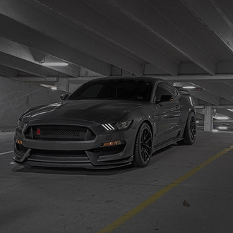 Black Ford Mustang Shelby with Custom Front Lip - Photo by Forgeline Motorsports