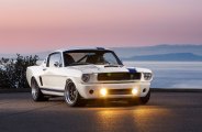 White Ford Mustang Showing Off Matte Black Forgeline Wheels