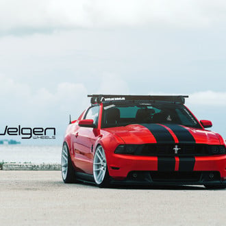 Slammed Mustang GT with Black Headlights on Velgen Wheels - Photo by Velgen