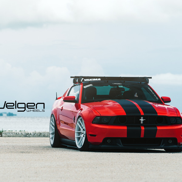 Slammed Mustang GT with Black Headlights on Velgen Wheels - Photo by Velgen