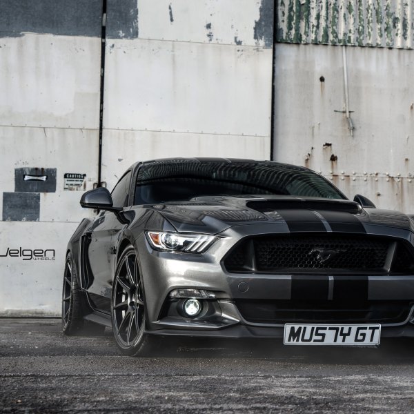 Custom Gray Ford Mustang Shelby with Black Stripes - Photo by Velgen