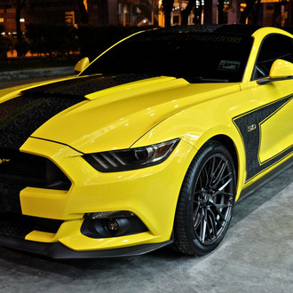 Yellow Ford Mustang 5.0 with Black Stripes - Photo by Vorsteiner