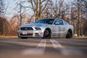 Solid Gray Ford Mustang Has Its Face Revised with Front Bumper and Fog Lights