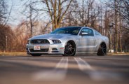 Solid Gray Ford Mustang Has Its Face Revised with Front Bumper and Fog Lights