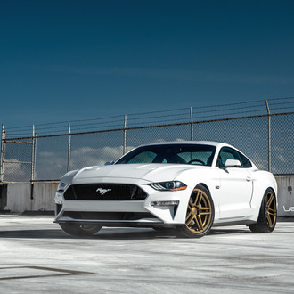 White Ford Mustang Screams of Style with Blacked Out Mesh Grille and Bronze Rims