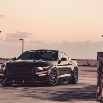 Custom Black Ford Mustang 5.0 on Nitto Tires - Photo by Vossen