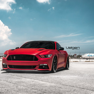 Ford Mustang Bagged on Velgen VMB6 Satin Black Wheels - Photo by Velgen
