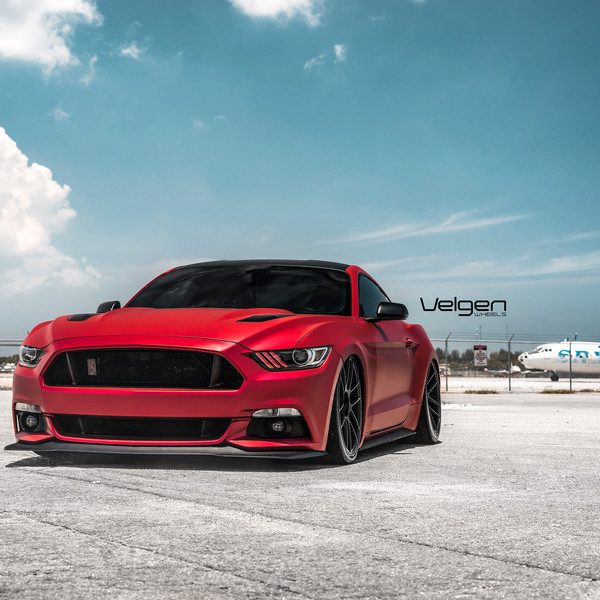 Ford Mustang Bagged on Velgen VMB6 Satin Black Wheels - Photo by Velgen
