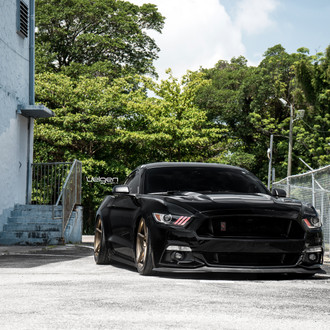 Lowered Mustang S550 on Classic5 Bronze 20x9 & 20x10.5 wheels by Velgen