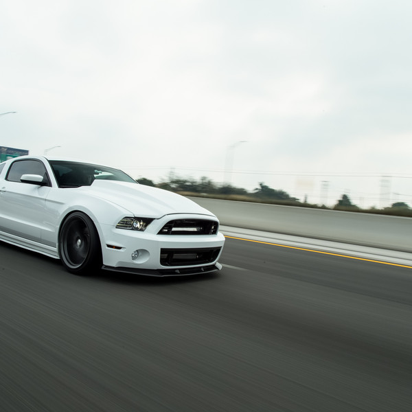 Stanced Ford Mustang on Graphite VFS-5 Custom Rims - Photo by Vossen