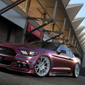 Custom Painted Purple S550 Mustang On Bags - Photo by TSW