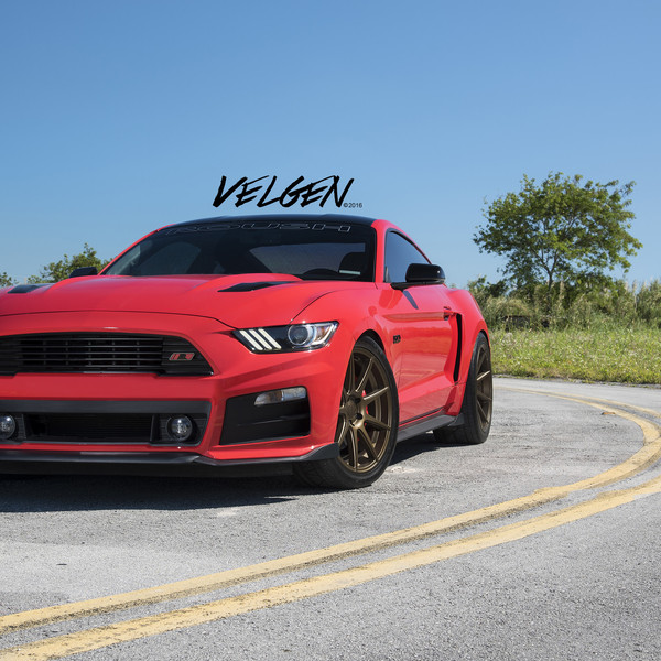 Red Ford Mustang GT with Bronze Velgen Custom Wheels - Photo by Velgen