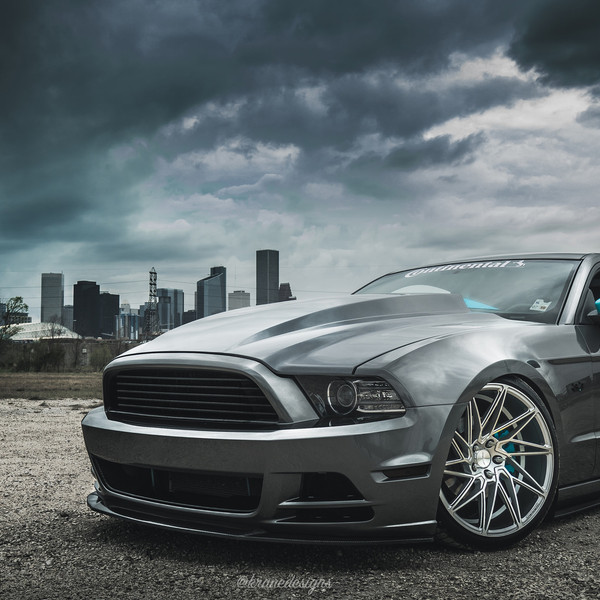Slammed V6 Mustang With a Cowl Hood and Air Suspension - Photo by ACE Alloy