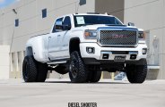 White Stylish GMC Sierra on Contrasting Custom Wheels