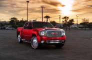 Candy Red GMC Sierra on DUB Spinners Wheels