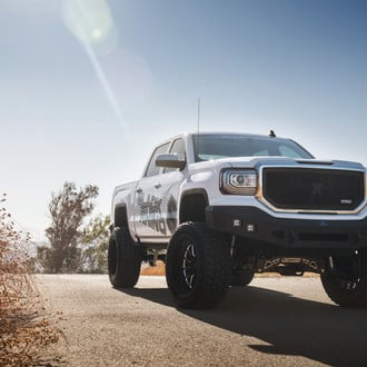 X-Metal T-Rex Mesh Grille on White GMC Sierra - Photo by Black Rhino