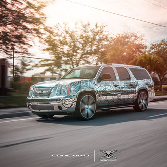Tattooed GMC Yukon With a Chrome Wrap and Concavo Rims - Photo by Concavo