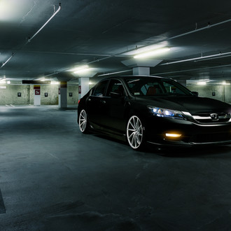 Black Honda Accord with Custom LED Headlights - Photo by Vossen