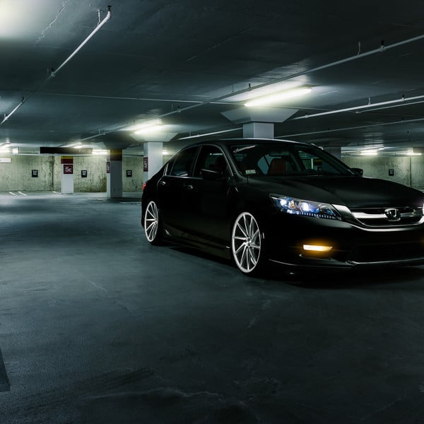 Black Honda Accord with Custom LED Headlights - Photo by Vossen