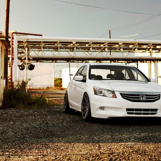 Stylish White Honda Accord on Contrasting Dark Smoke Vossen Wheels